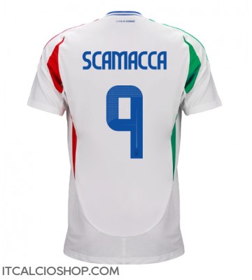 Italia Gianluca Scamacca #9 Seconda Maglia Europei 2024 Manica Corta